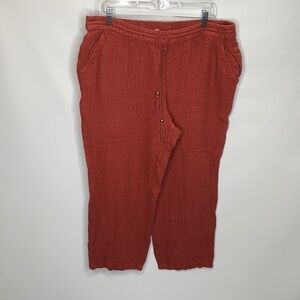 Soft Surroundings Red Linen Capri Pants PXL